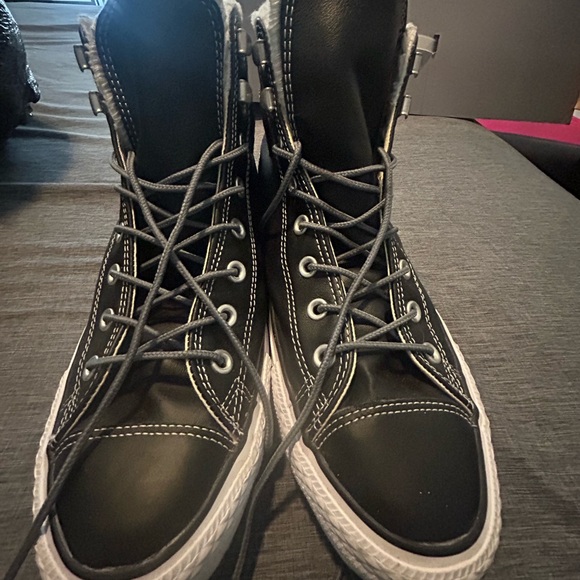Converse Black High-Tops with White Accents - Picture 1 of 4